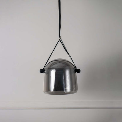 Silver metal pendant light displayed on white background highlighting clean industrial design for modern ceiling decor styling.