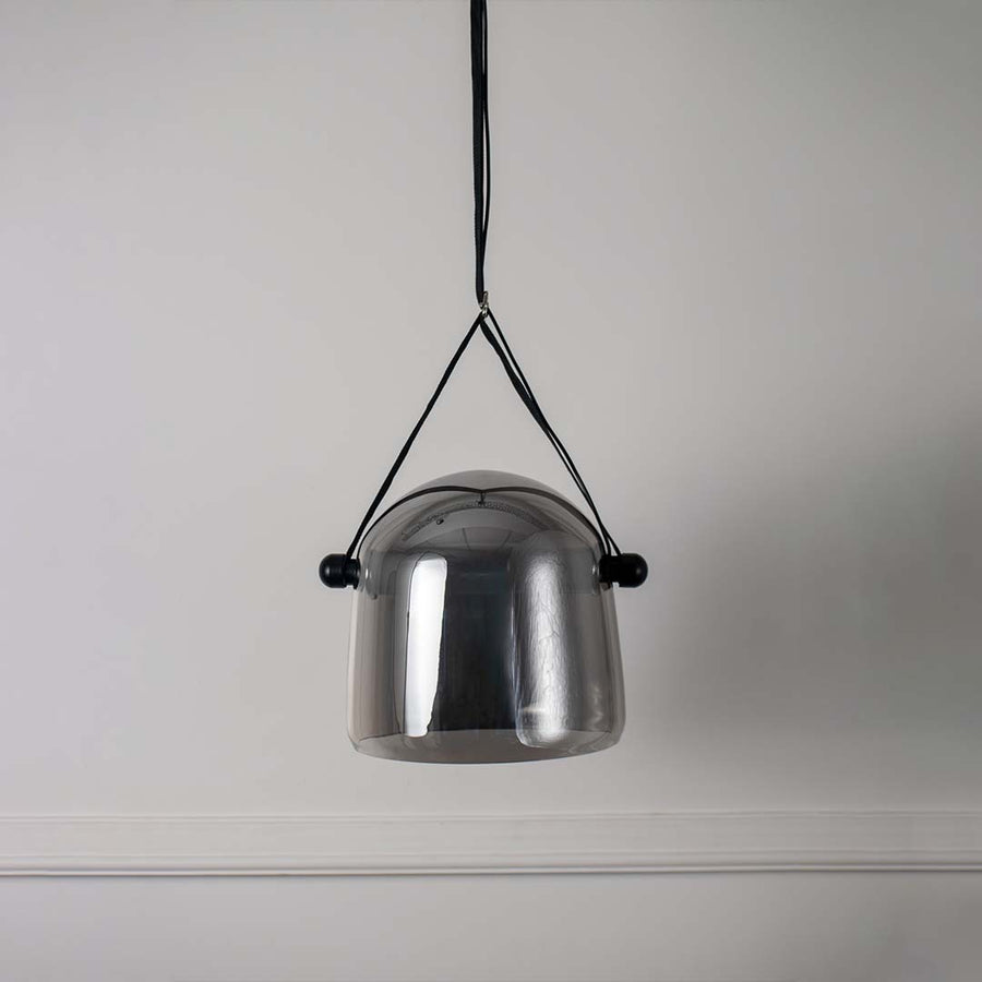 Silver metal pendant light displayed on white background highlighting clean industrial design for modern ceiling decor styling.