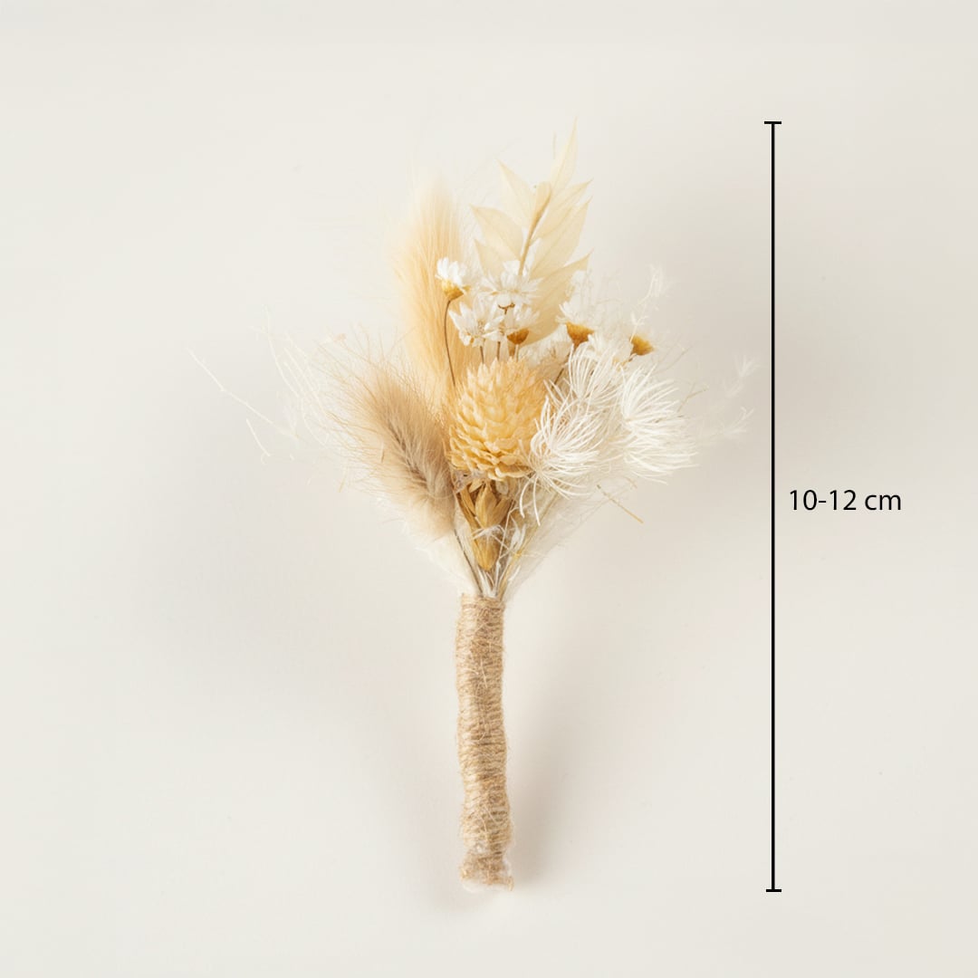 Dried floral bunch with ivory and beige tones showing height 10 to 12 cm ideal for small vase styling and soft home Decor accent.
