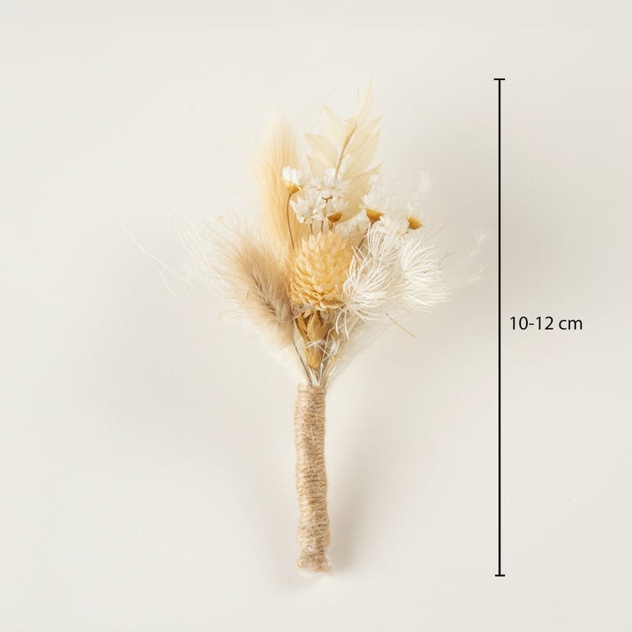 Dried floral bunch with ivory and beige tones showing height 10 to 12 cm ideal for small vase styling and soft home Decor accent.