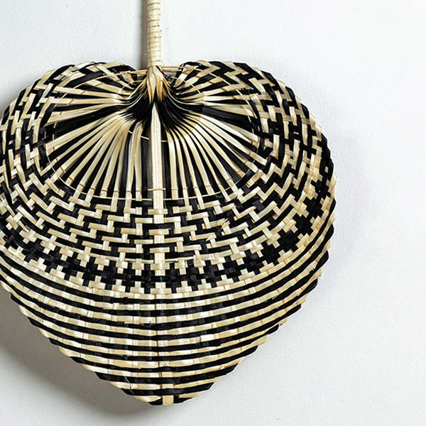 Multipurpose Handwoven Heart Shape Fan - Black