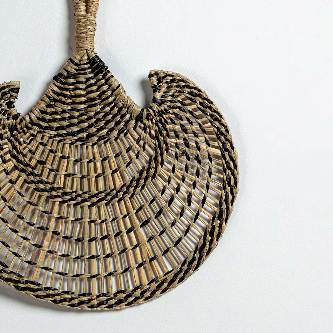 Multipurpose Handwoven Oval Bamboo Fan - Olive & Beige