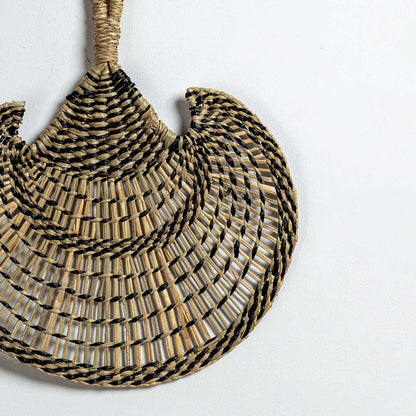 Multipurpose Handwoven Oval Bamboo Fan - Olive & Beige