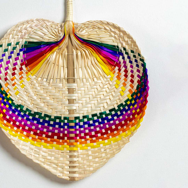 Multipurpose Handwoven Palm Bamboo Fan - Multicolor