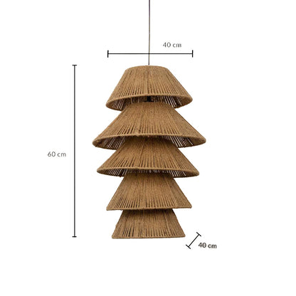 Natural jute pendant light shade measuring 40 cm width and 60 cm height crafted for statement ceiling lighting decor.