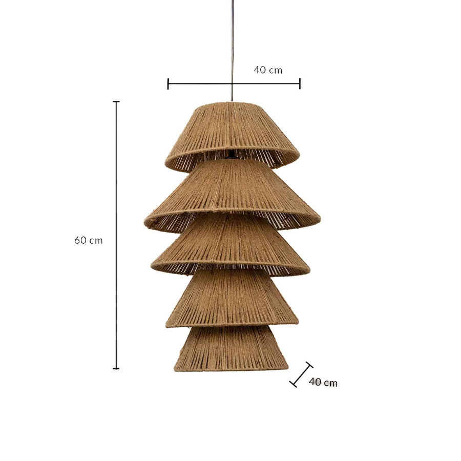 Natural jute pendant light shade measuring 40 cm width and 60 cm height crafted for statement ceiling lighting decor.