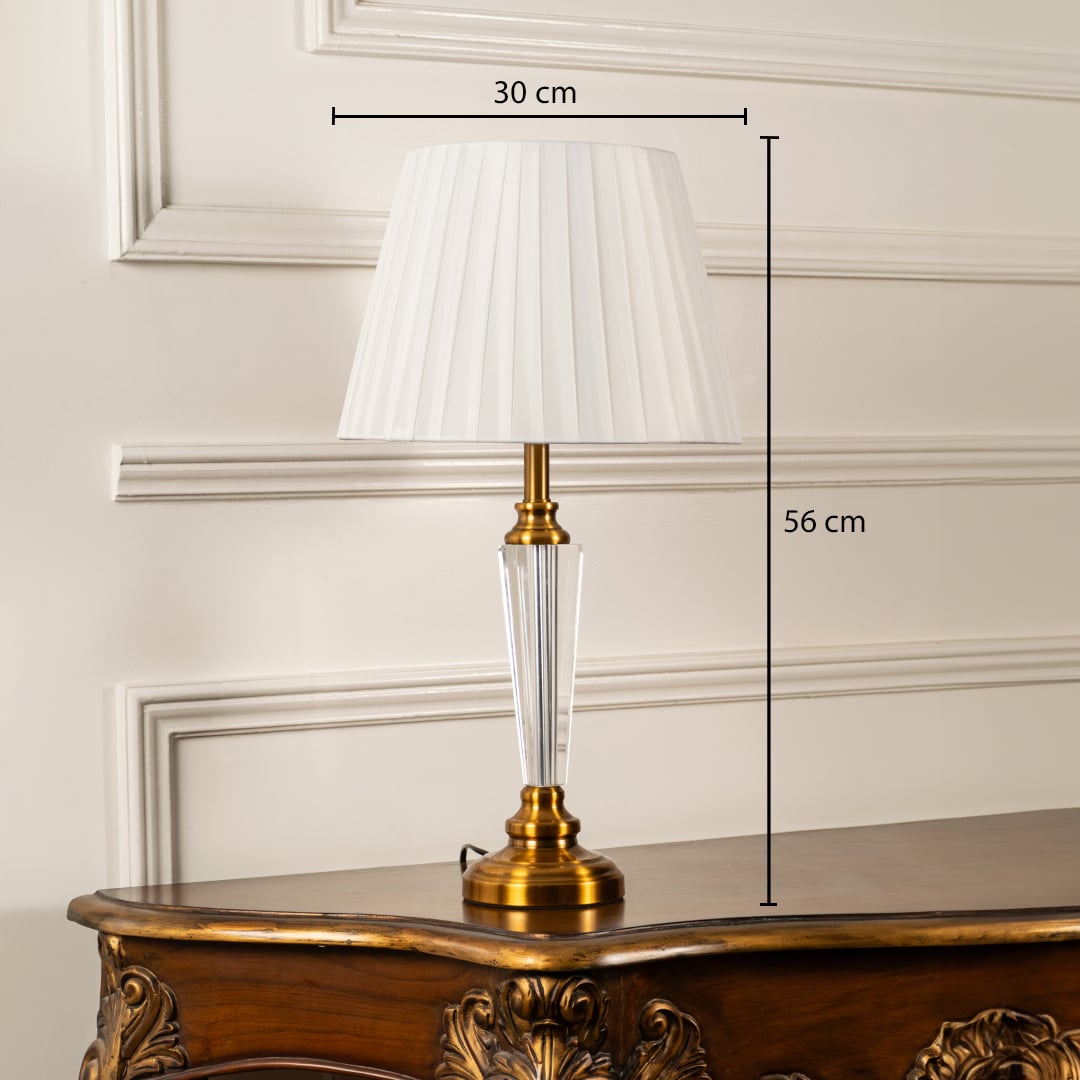 Table lamp dimensions image showing 56 cm overall height and 30 cm shade width on white background highlighting size and proportions.