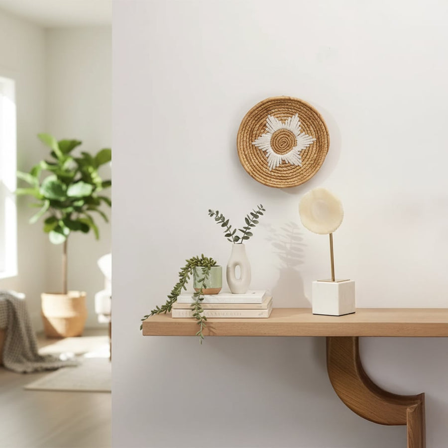 natural white handwoven wall decor basket main lifestyle