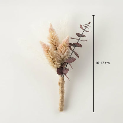 Dried flower bunch with beige grasses and brown leaves showing height 10 to 12 cm perfect for neutral home Decor accent modern.