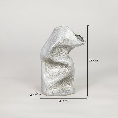 Grey ceramic decorative flower vase size 32 cm height 20 cm length 14 cm width textured finish modern home decor vase dimension image.