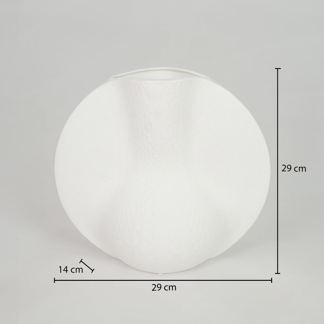 Dimension image of white ceramic decor plate measuring 29 cm for modern dining table styling with matte finish.