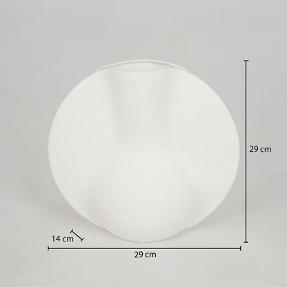 Dimension image of white ceramic decor plate measuring 29 cm for modern dining table styling with matte finish.