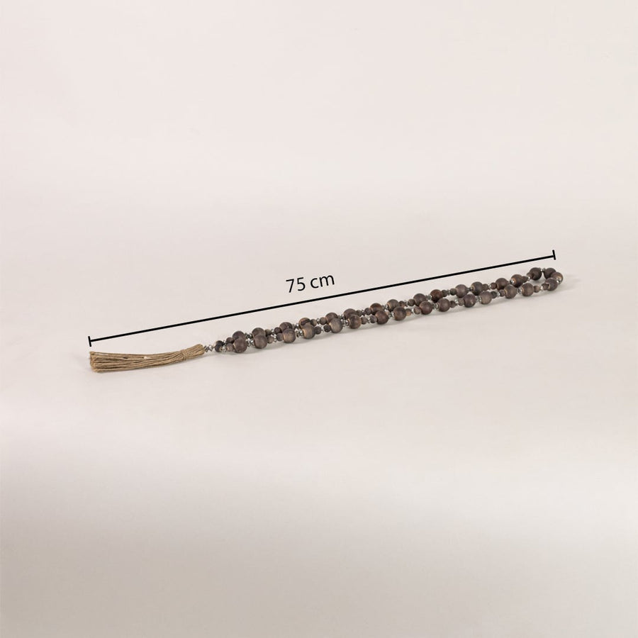 Wooden bead garland with tassel measuring 75 cm length suitable for console table coffee table and shelf Decor.