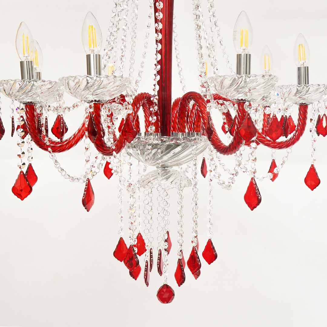 Noir Royal Crystal Chandelier - Red