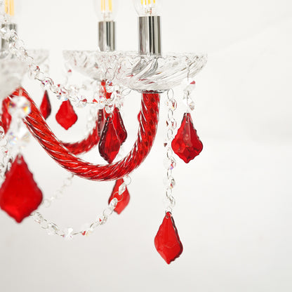 Noir Royal Crystal Chandelier - Red