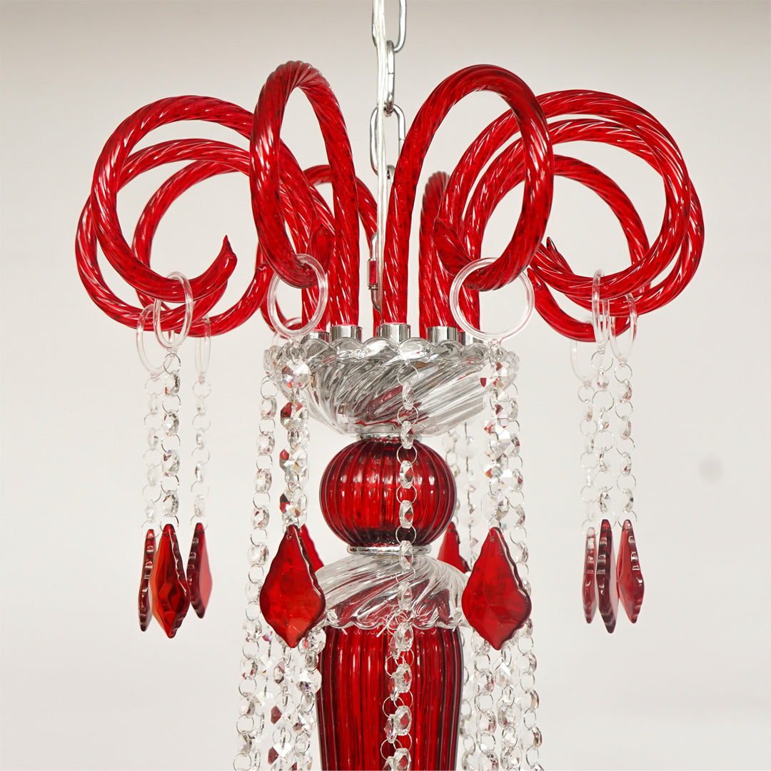 Noir Royal Crystal Chandelier - Red