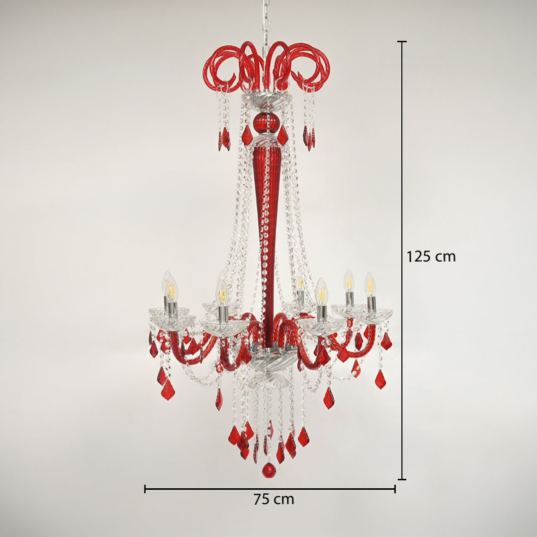 Noir Royal Crystal Chandelier - Red