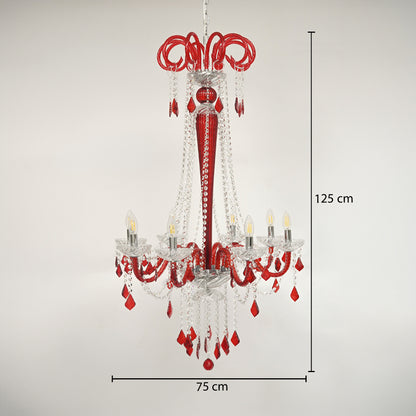 Noir Royal Crystal Chandelier - Red