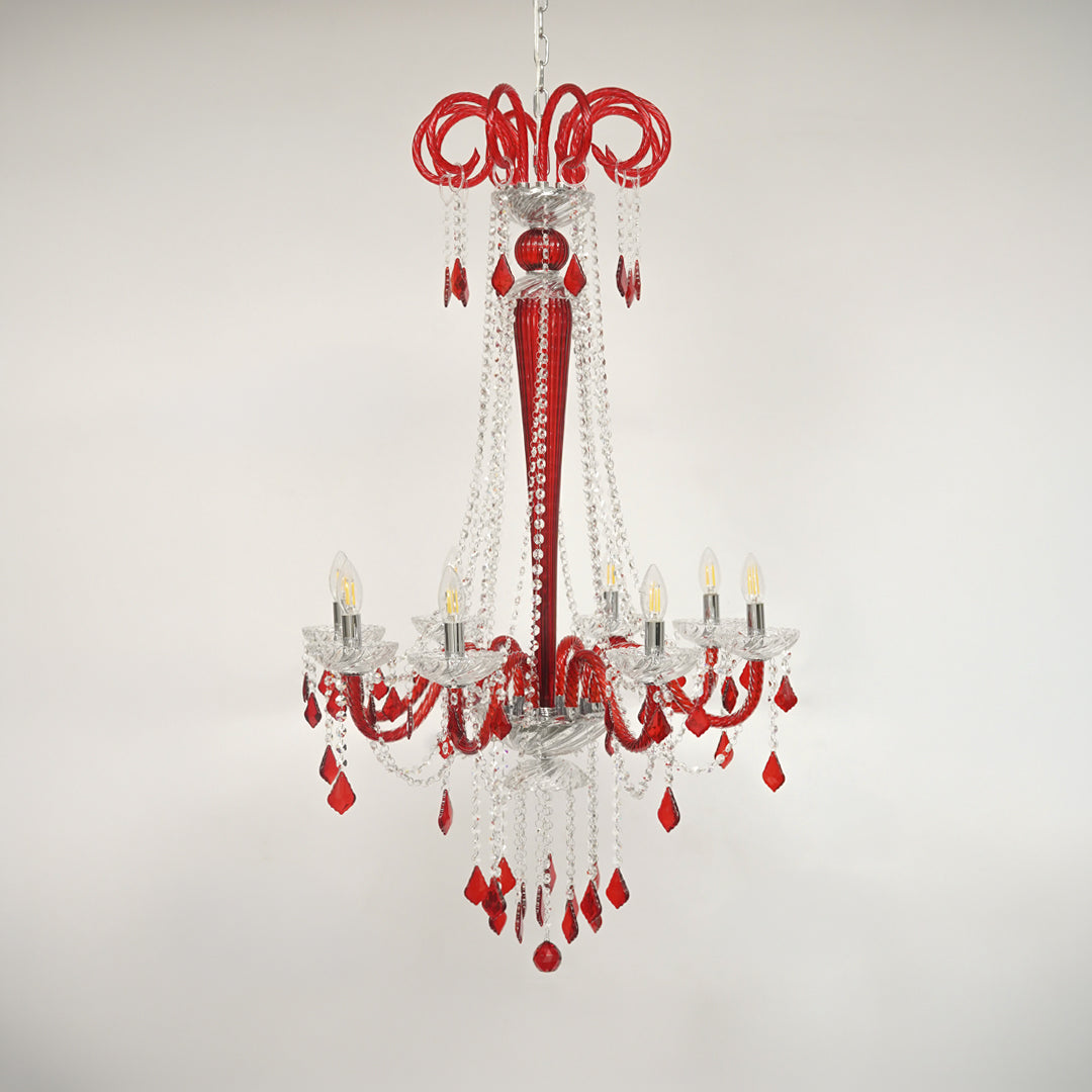 Noir Royal Crystal Chandelier - Red