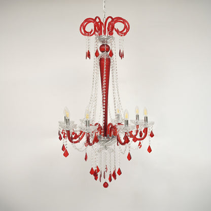 Noir Royal Crystal Chandelier - Red