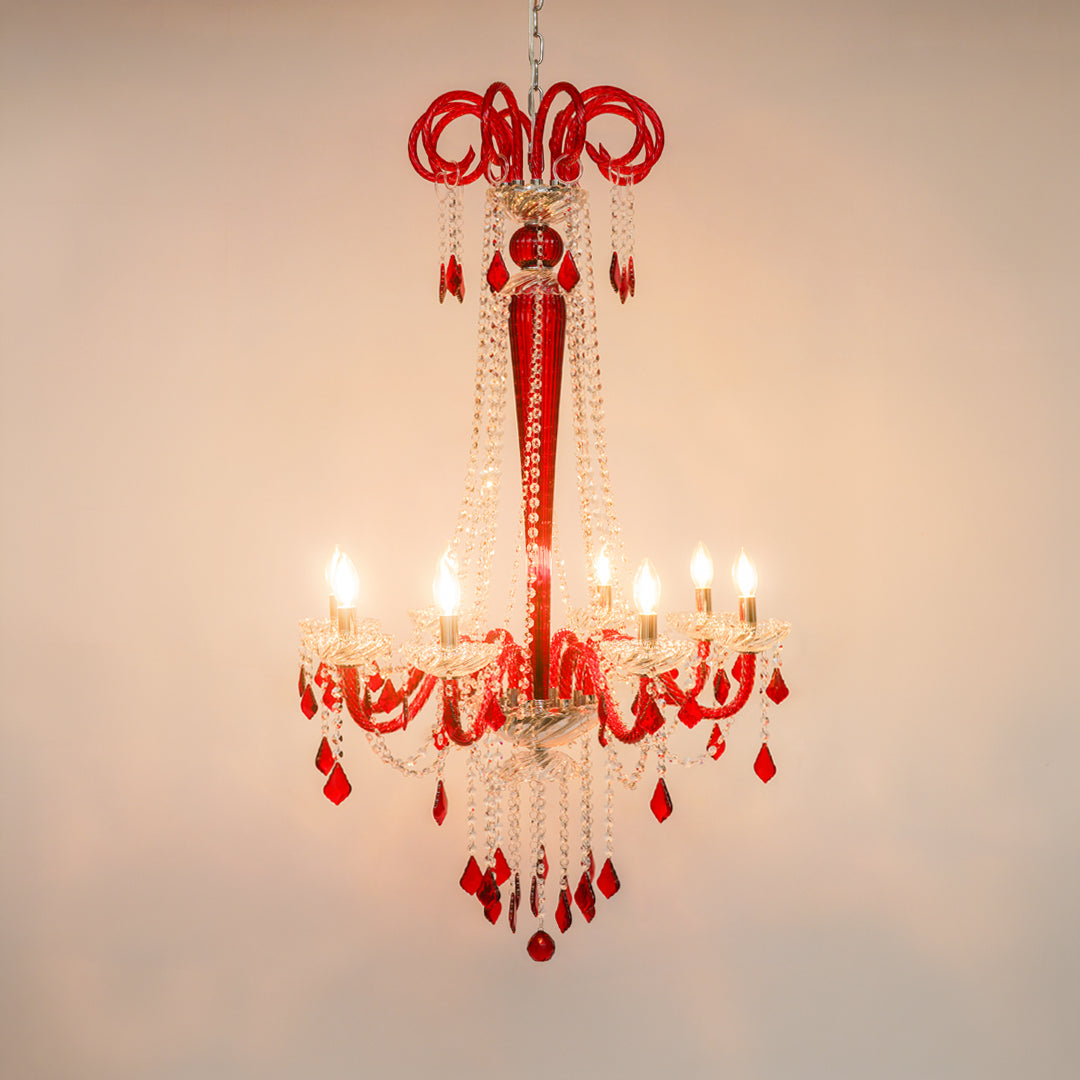 Noir Royal Crystal Chandelier - Red