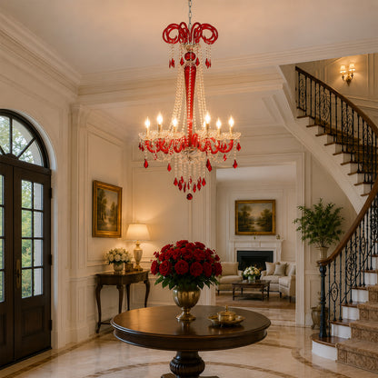 Noir Royal Crystal Chandelier - Red