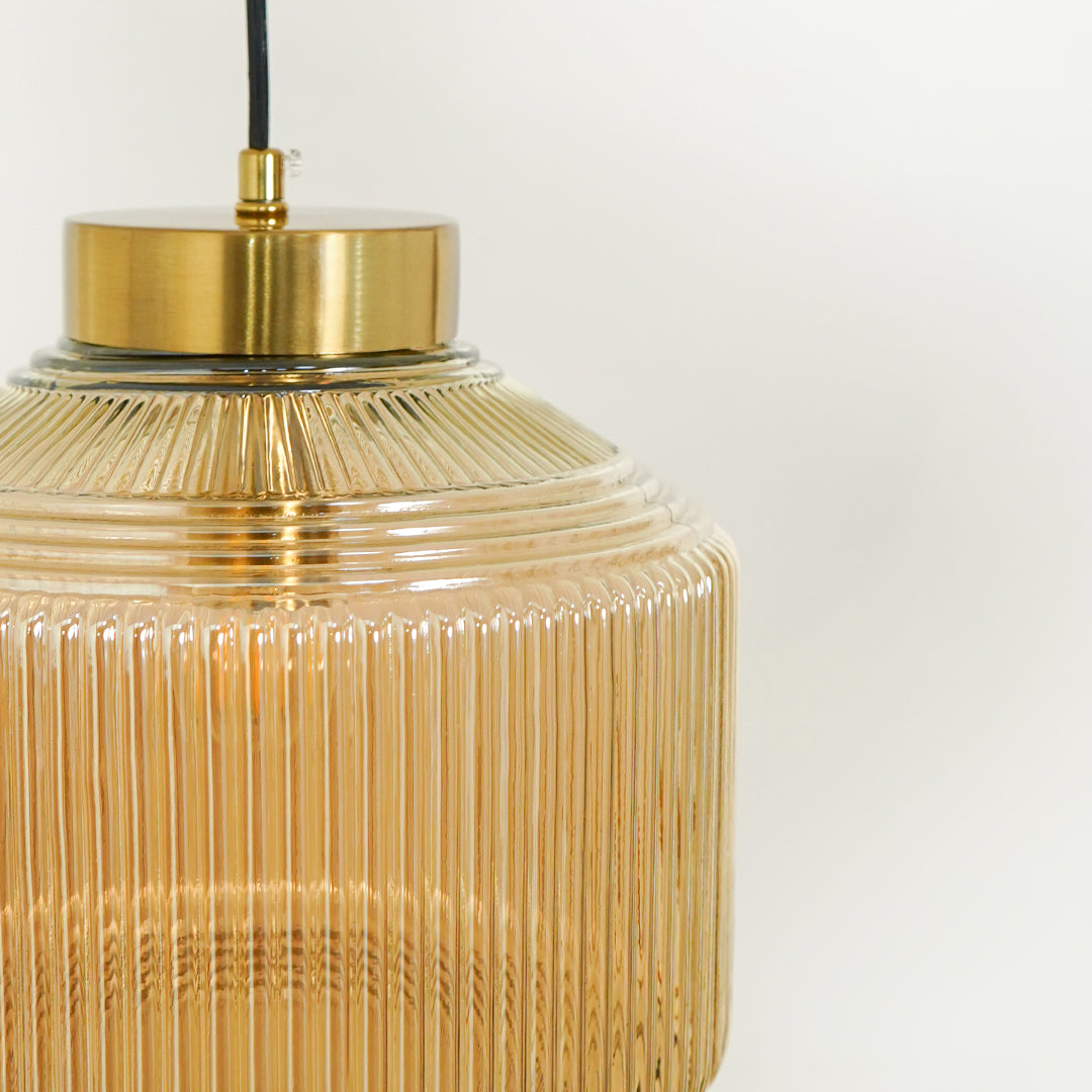 Nordic Style Ribbed Art Glass Pendant Lamp