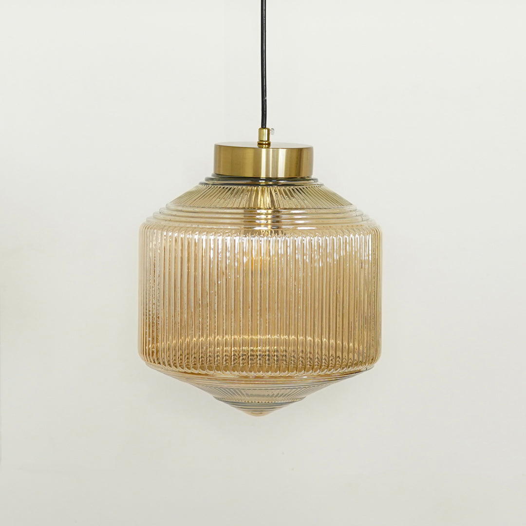 Nordic Style Ribbed Art Glass Pendant Lamp