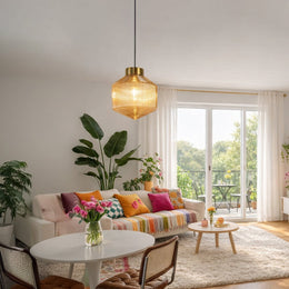 Nordic Style Ribbed Art Glass Pendant Lamp