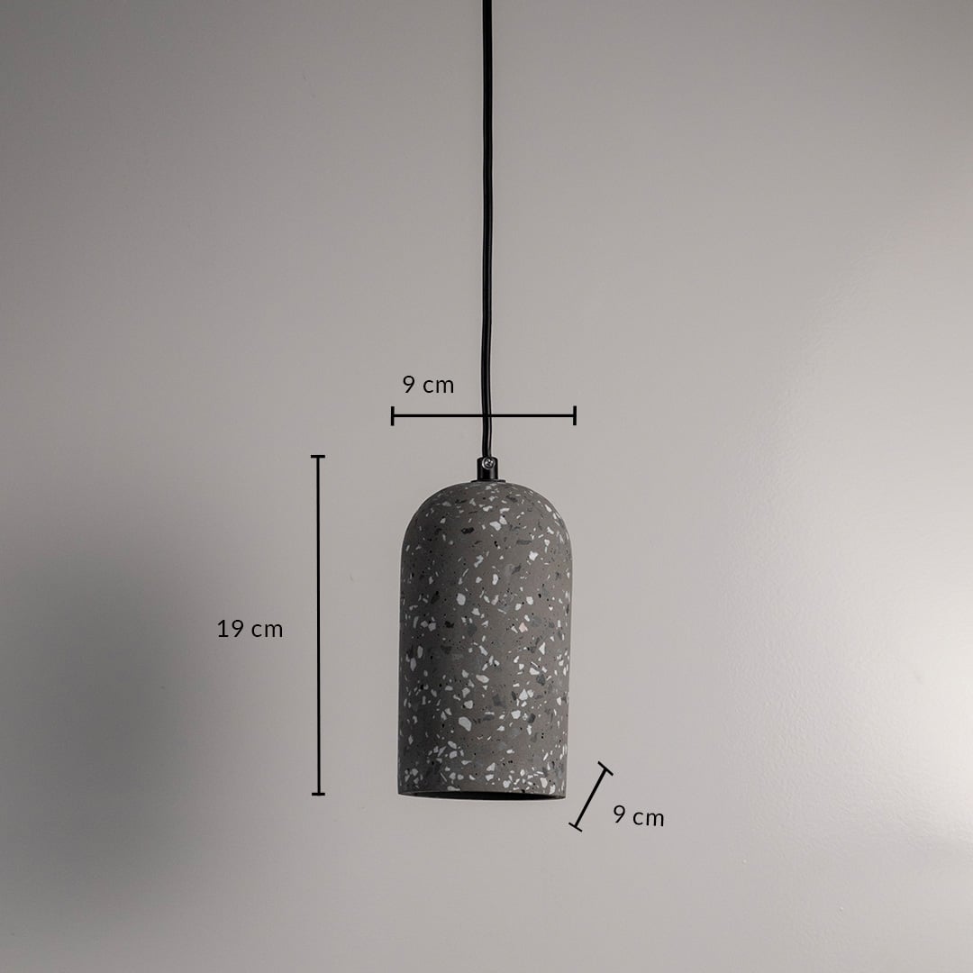 Terrazzo Cement Pendant Light - Black & Dark Grey Dimensions