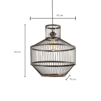 Industrial metal wire pendant light dimension image showing 46 cm height and 41 cm width for reference.