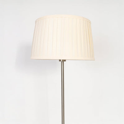Novare Linear Silver Floor Lamp with Pleated Drum Shade - Off White