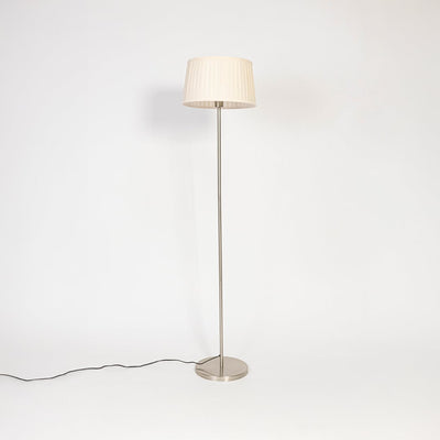 Novare Linear Silver Floor Lamp with Pleated Drum Shade - Off White