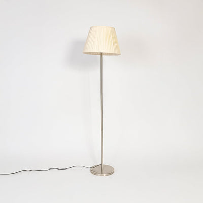 Novare Linear Silver Floor Lamp with Pleated Empire Shade - Off White