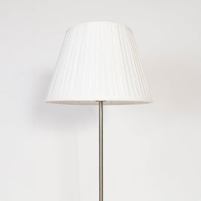 Novare Linear Silver Floor Lamp with Pleated Empire Shade - White