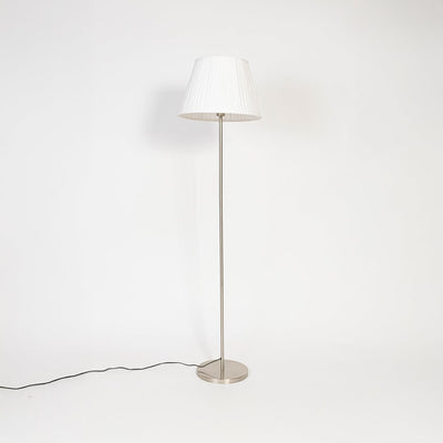 Novare Linear Silver Floor Lamp with Pleated Empire Shade - White