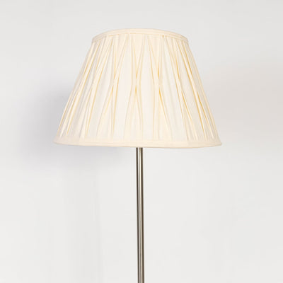 Novare Linear Silver Floor Lamp with Pleated Tapered Shade - Off White