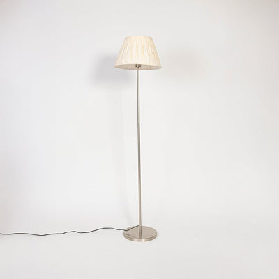 Novare Linear Silver Floor Lamp with Pleated Tapered Shade - Off White