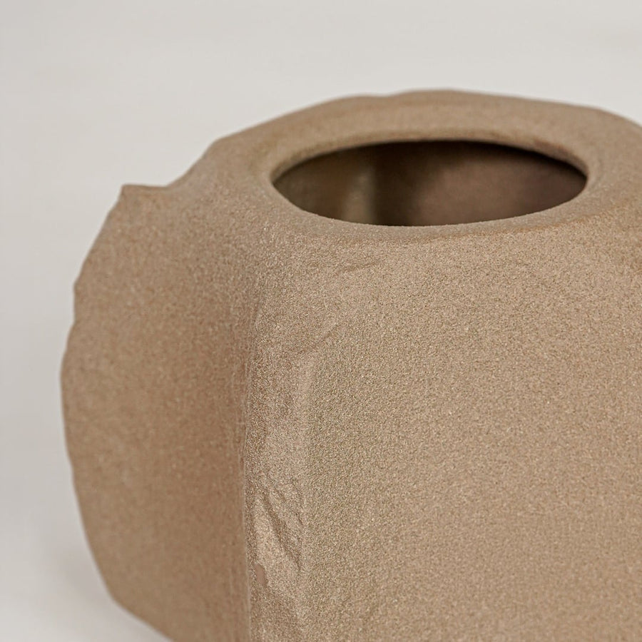 nuki small ceramic vase brown closeup