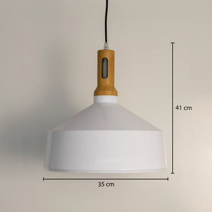 Olov Wood Top Scandinavian Style Pendant Light - White