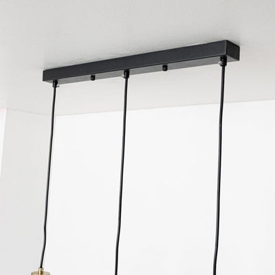 Orb 3-Light Rectangular Cluster Hanging Light With Black Ceiling Plate