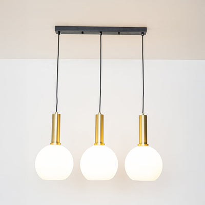 Orb 3-Light Rectangular Cluster Hanging Light With Black Ceiling Plate