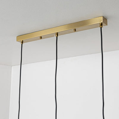 Orb 3-Light Rectangular Cluster Hanging Light With Medium Gold Ceiling Plate