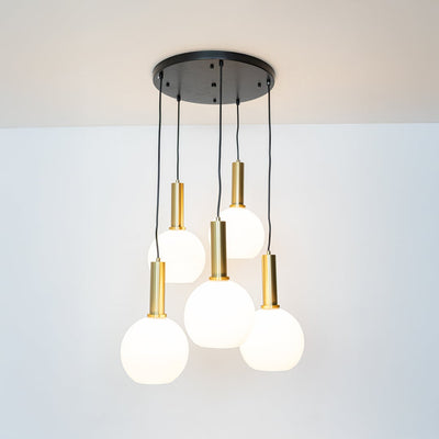 Orb 5-Light Round Cluster Hanging Light With Black Canopy