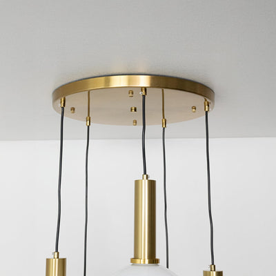 Orb 5-Light Round Cluster Hanging Light With Gold Ceiling Plate