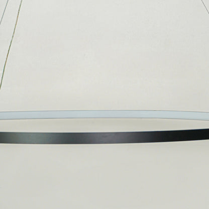 Contemporary sleek linear hanging light with black finish displayed against soft white ceiling background perfect for modern interior decor lighting.
