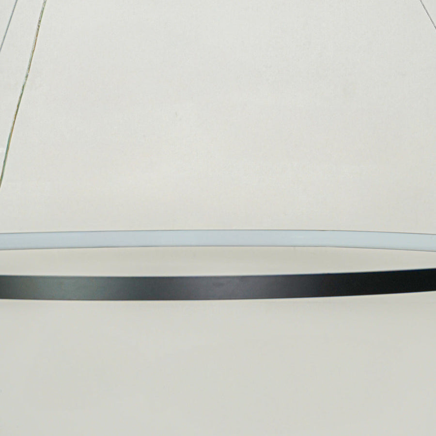 Contemporary sleek linear hanging light with black finish displayed against soft white ceiling background perfect for modern interior decor lighting.