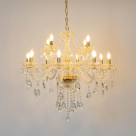 Orillia 12-Light Crystal Candle Chandelier - Transparent & Gold