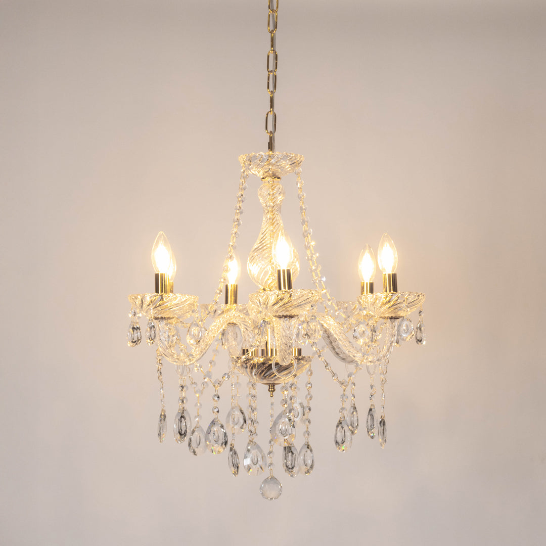 Orillia 6-Light Crystal Candle Chandelier - Transparent & Gold