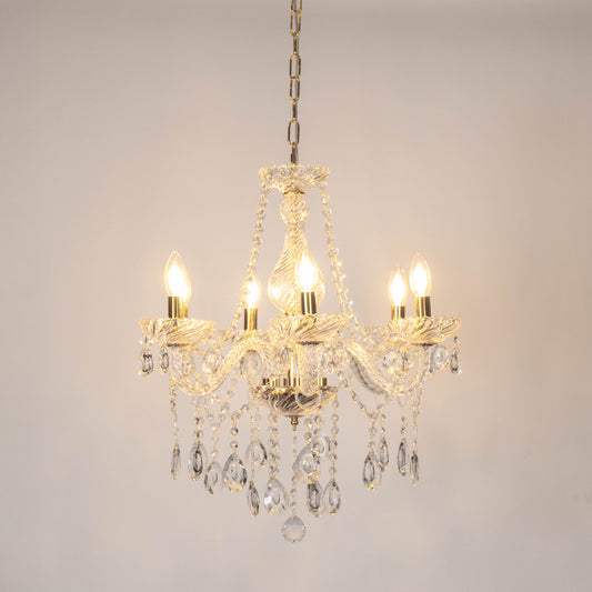 Orillia 6-Light Crystal Candle Chandelier - Transparent & Gold